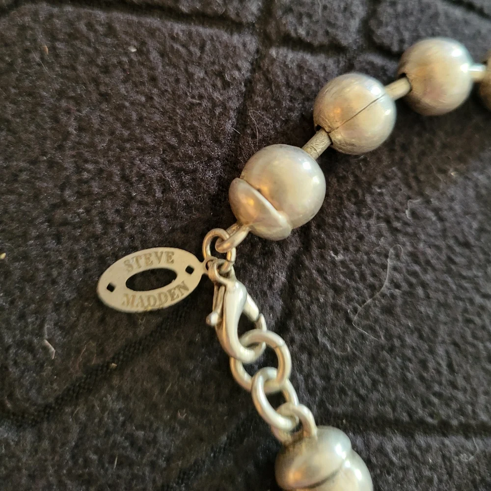 Vintage 1990s Steve Madden Silver Beaded Bracelet